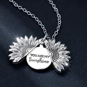 Sunflower Locket Necklace You Are My Sunshine Gift Christmas Valentines Birthday